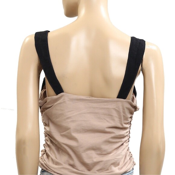 Free People 2 Tone Tank Blouse Top Sleeveless Picot Contrast Beach L NEW 281810 - Picture 7 of 8